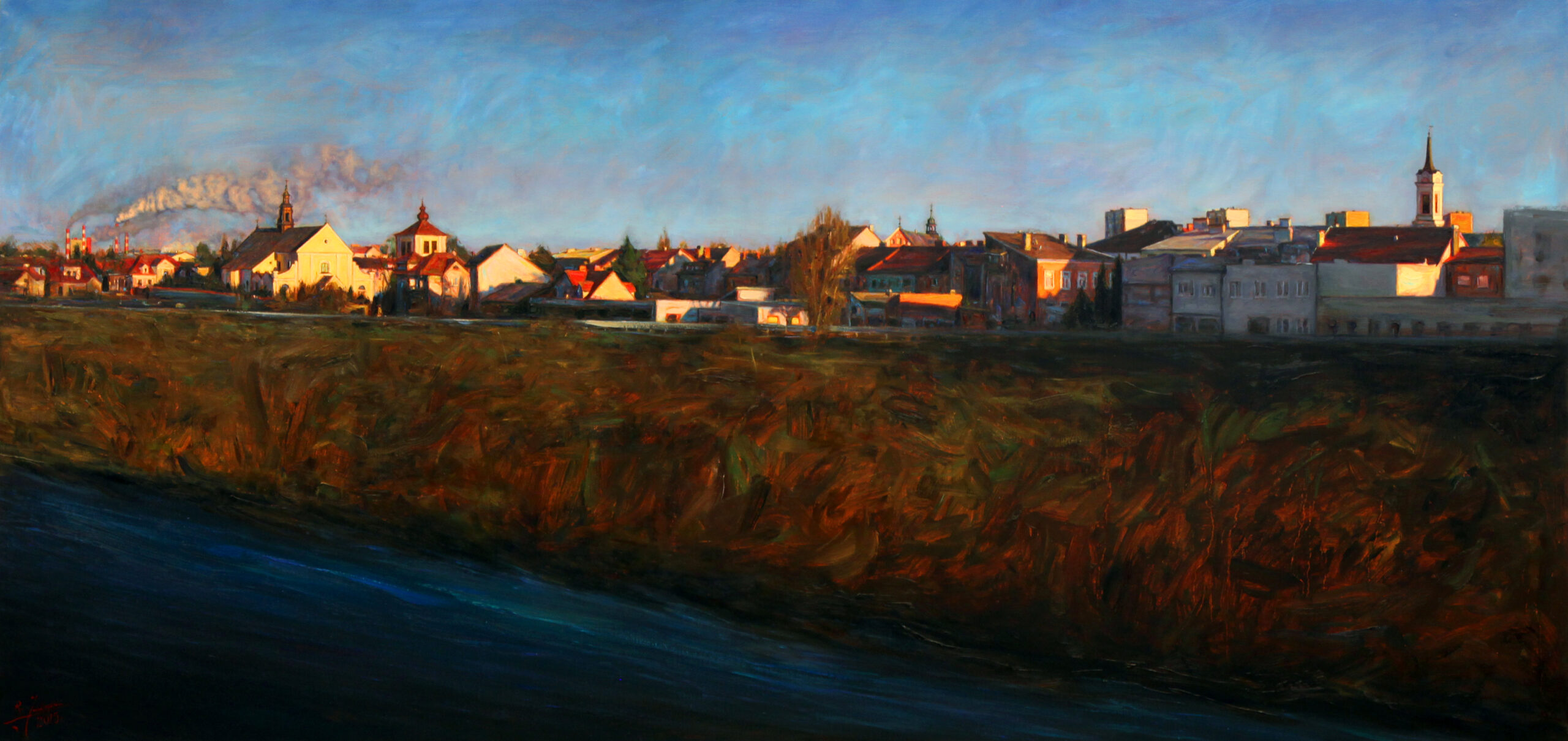 The Panorama of Ostroleka (I), oil on canvas, 90x190cm, 2015